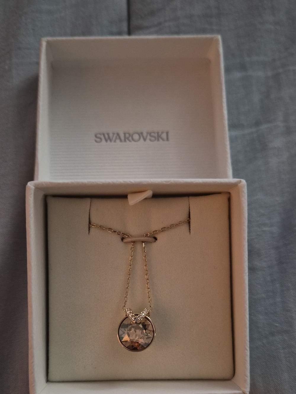 Swarovski Gold Crystal Drop Necklace with Pavé Accent
